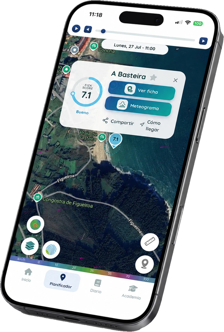 Interfaz de la app FIZK